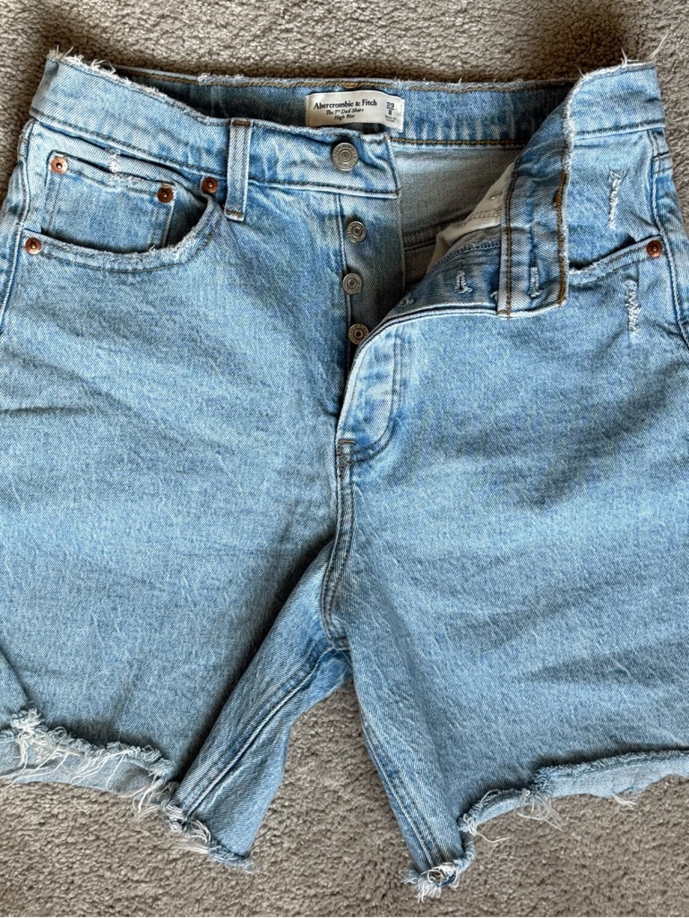 Abercrombie & Fitch 7in Inseam Dad Short High-Rise Light Wash Size W29/8 Denim - Picture 4 of 7